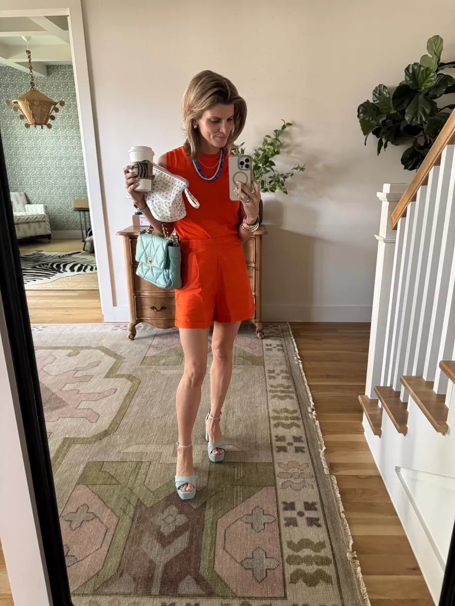 Orange top and shorts