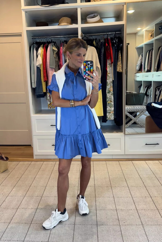 brighton butler Short Sleeve Ruffle Shirt Dress