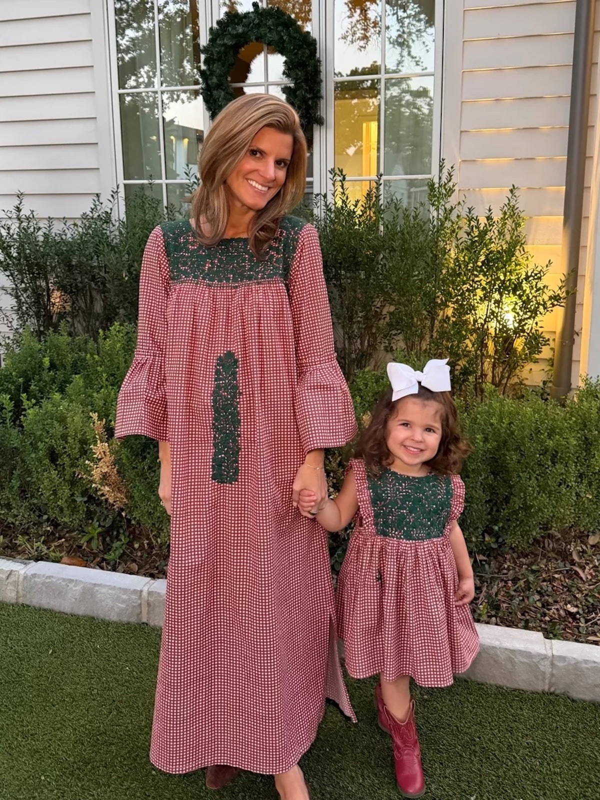 Leona Red Gingham Midi Dress