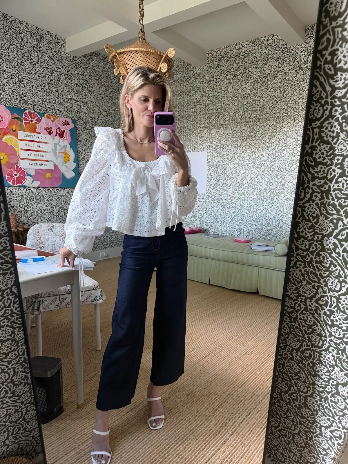 Willa Eyelet Top & Amazon Wide Leg Jeans